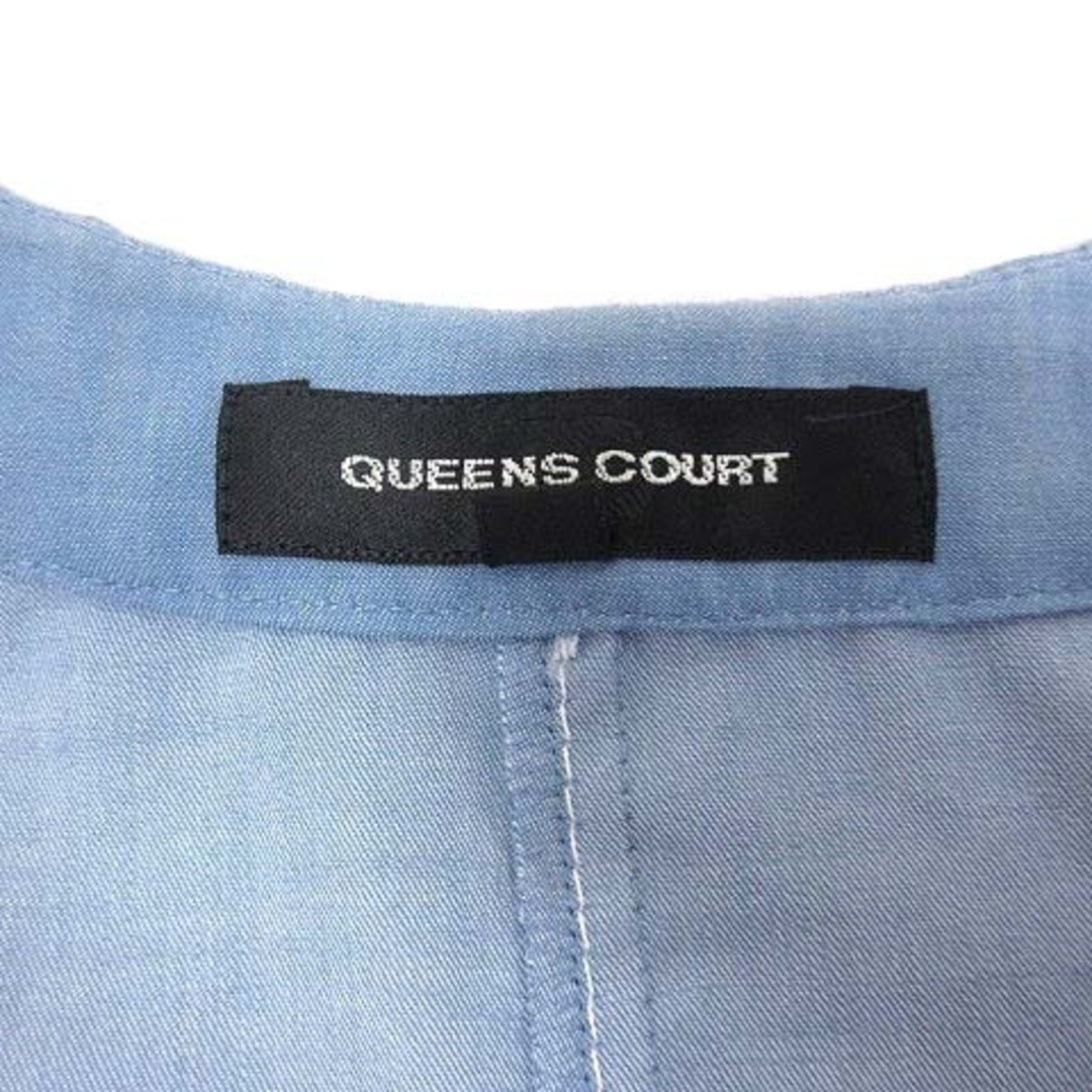 QUEENS COURT(クイーンズコート)のクイーンズコート ジャケット ブルゾン ジップアップ 麻混 リネン混 1 青 レディースのジャケット/アウター(ブルゾン)の商品写真