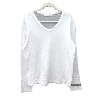 タケオキクチ(TAKEO KIKUCHI)のタケオキクチ Tシャツ カットソー 長袖 Vネック プリント 3 白 ■MO(Tシャツ/カットソー(七分/長袖))