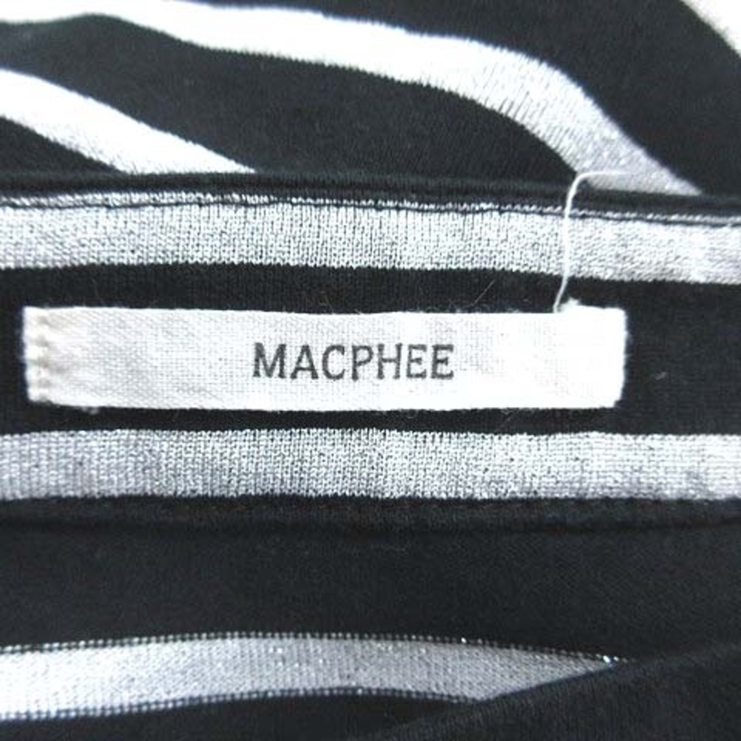 MACPHEE(マカフィー)のマカフィー カットソー 七分袖 ボートネック ボーダー 1 黒 銀色 ■MO レディースのトップス(その他)の商品写真