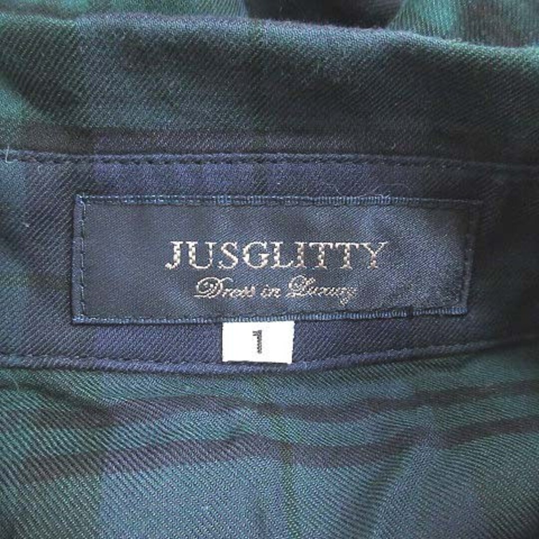 JUSGLITTY(ジャスグリッティー)のジャスグリッティー シャツ ブラウス 長袖 チェック 1 緑 紺 ■MO レディースのトップス(シャツ/ブラウス(長袖/七分))の商品写真