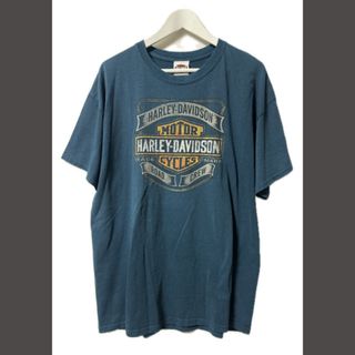 ハーレーダビッドソン(Harley Davidson)のハーレーダビッドソン プリント 半袖 Tシャツ XL ブルー(Tシャツ/カットソー(半袖/袖なし))