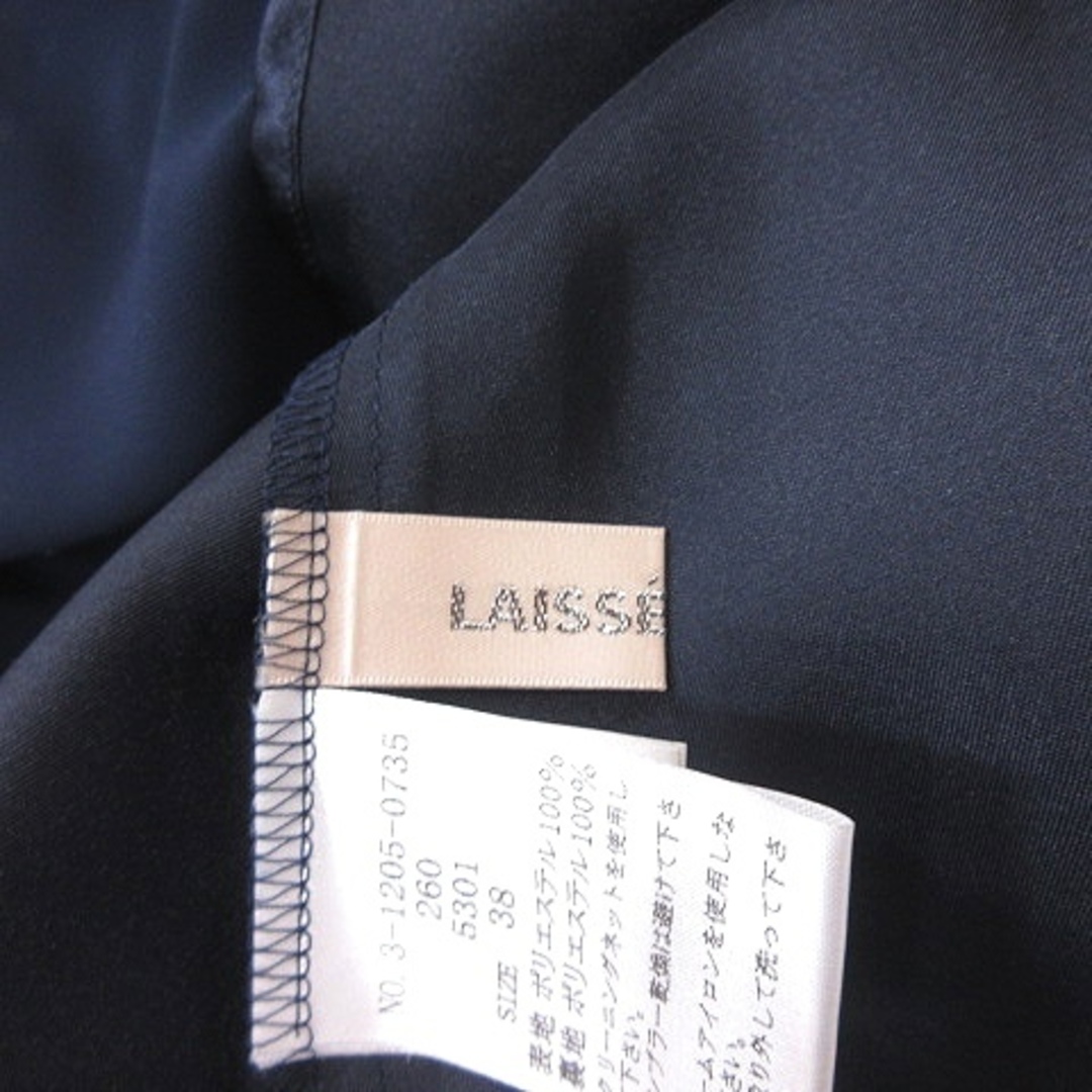 LAISSE PASSE(レッセパッセ)のレッセパッセ ワンピース ひざ丈 シフォン ノースリーブ フリル 38 紺  レディースのワンピース(ひざ丈ワンピース)の商品写真