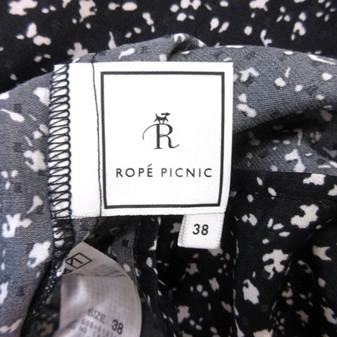 Rope' Picnic(ロペピクニック)のロペピクニック シャツワンピース ひざ丈 総柄 長袖 38 黒 ブラック /AU レディースのワンピース(ひざ丈ワンピース)の商品写真