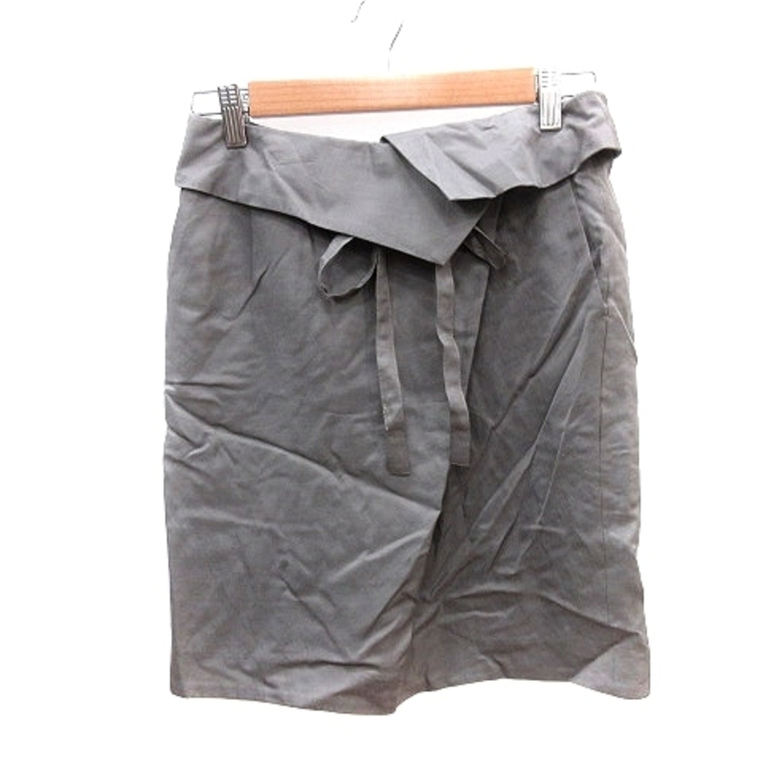DES PRES(デプレ)のデプレ タイトスカート ミニ 折返し 麻混 リネン混 ウエストマーク 0 グレー レディースのスカート(ミニスカート)の商品写真