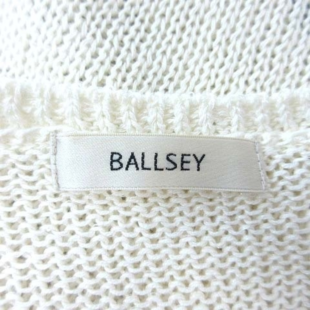 Ballsey(ボールジィ)のボールジー サマーニット セーター 長袖 配色切替 リネン 38 白 青 ■MO レディースのトップス(ニット/セーター)の商品写真