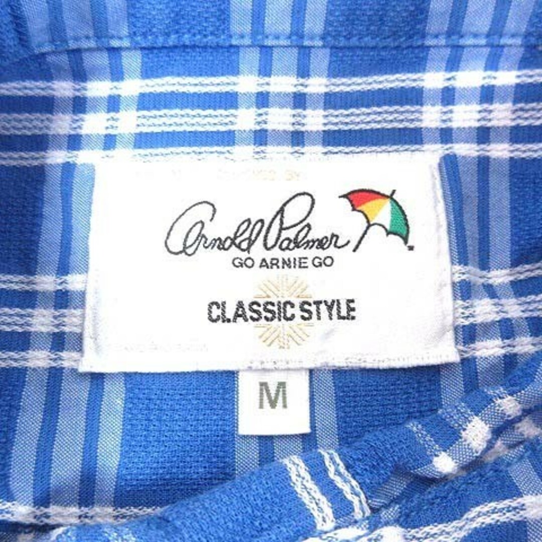 Arnold Palmer(アーノルドパーマー)のArnold Palmer シャツ チェック ワンポイント M 青 白 ■MO レディースのトップス(シャツ/ブラウス(長袖/七分))の商品写真