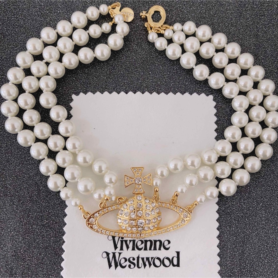 Vivienne Westwood(ヴィヴィアンウエストウッド)のヴィヴィアンウエストウッド　3連チョーカーネックレス レディースのアクセサリー(ネックレス)の商品写真