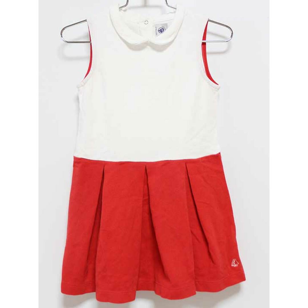 PETIT BATEAU(プチバトー)の‡プチバトー/PETIT BATEAU‡108cm ノースリーブワンピース 白×赤【中古】子供服 キッズ kids 女の子 夏 716022 onepi キッズ/ベビー/マタニティのキッズ服女の子用(90cm~)(ワンピース)の商品写真