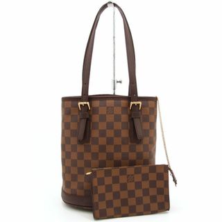 ルイヴィトン(LOUIS VUITTON)の良品 ルイヴィトン トートバッグ ダミエ マレ N42240 バケット エベヌ ブラウン ポーチ付き LOUIS VUITTON ブランド レディースバッグ(トートバッグ)