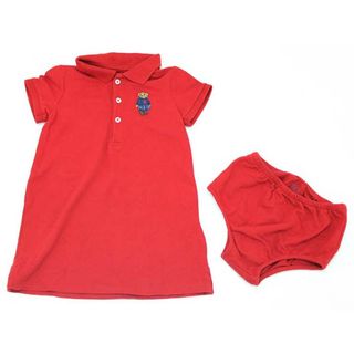 ラルフローレン(Ralph Lauren)の□ラルフローレン/Ralph Lauren□75cm ブルマ付半袖ワンピース 赤 ベア【中古】子供服 キッズ kids ベビー服 baby 女の子 夏 417022 onepi(ワンピース)