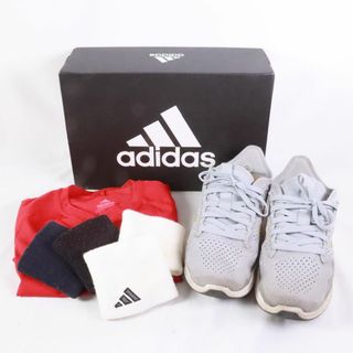 アディダス(adidas)のadidas アディダス　スニーカー　グレー　27.0　長袖シャツ　パワーレッド　L　リストバンド　白　2つ　ネイビー　1つ　黒　1つ　　合計6点(スニーカー)