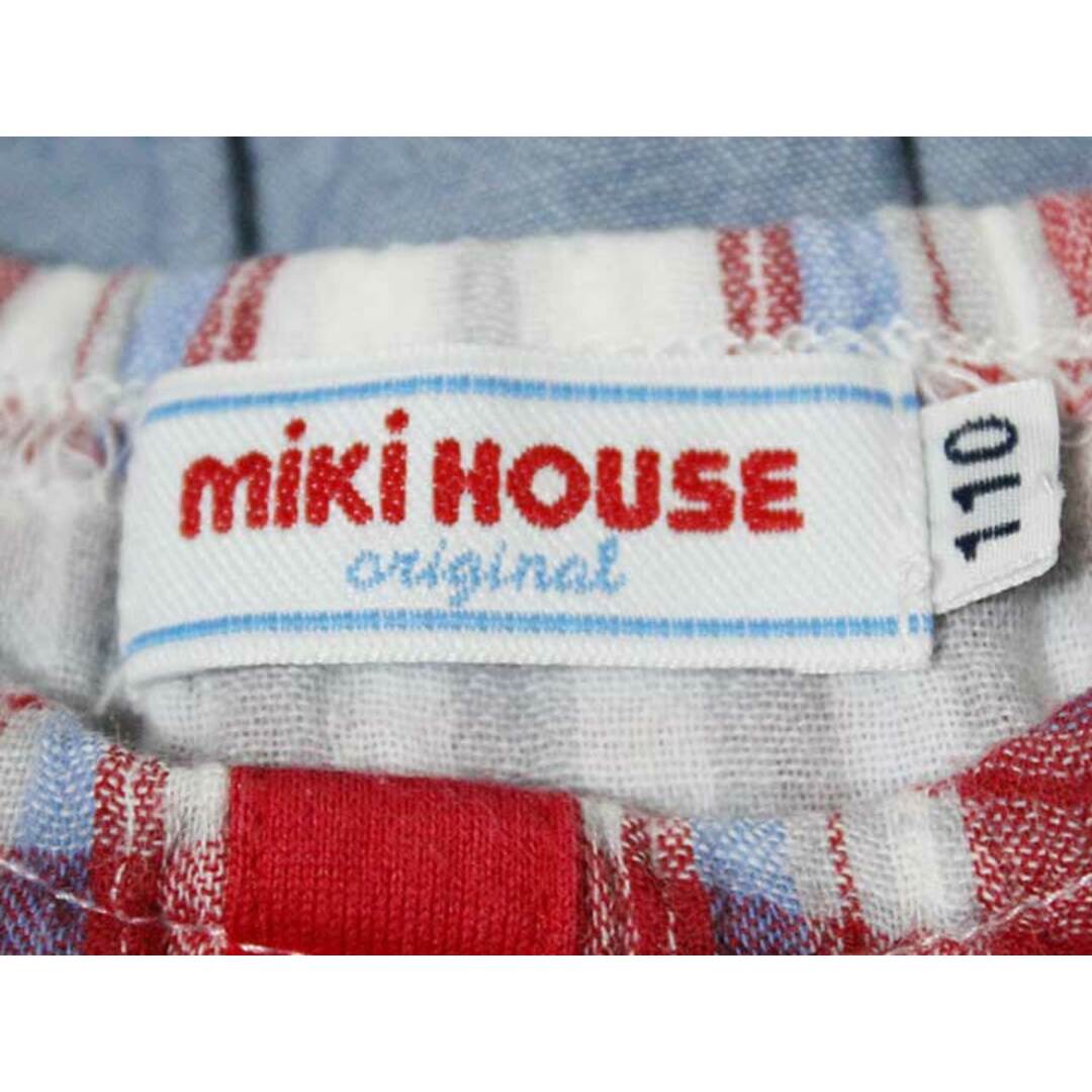 mikihouse(ミキハウス)の《ミキハウス/mikihouse》110cm 半袖ワンピース ブルー×赤系【中古】子供服 キッズ kids 女の子 夏 524032 onepi キッズ/ベビー/マタニティのキッズ服女の子用(90cm~)(ワンピース)の商品写真