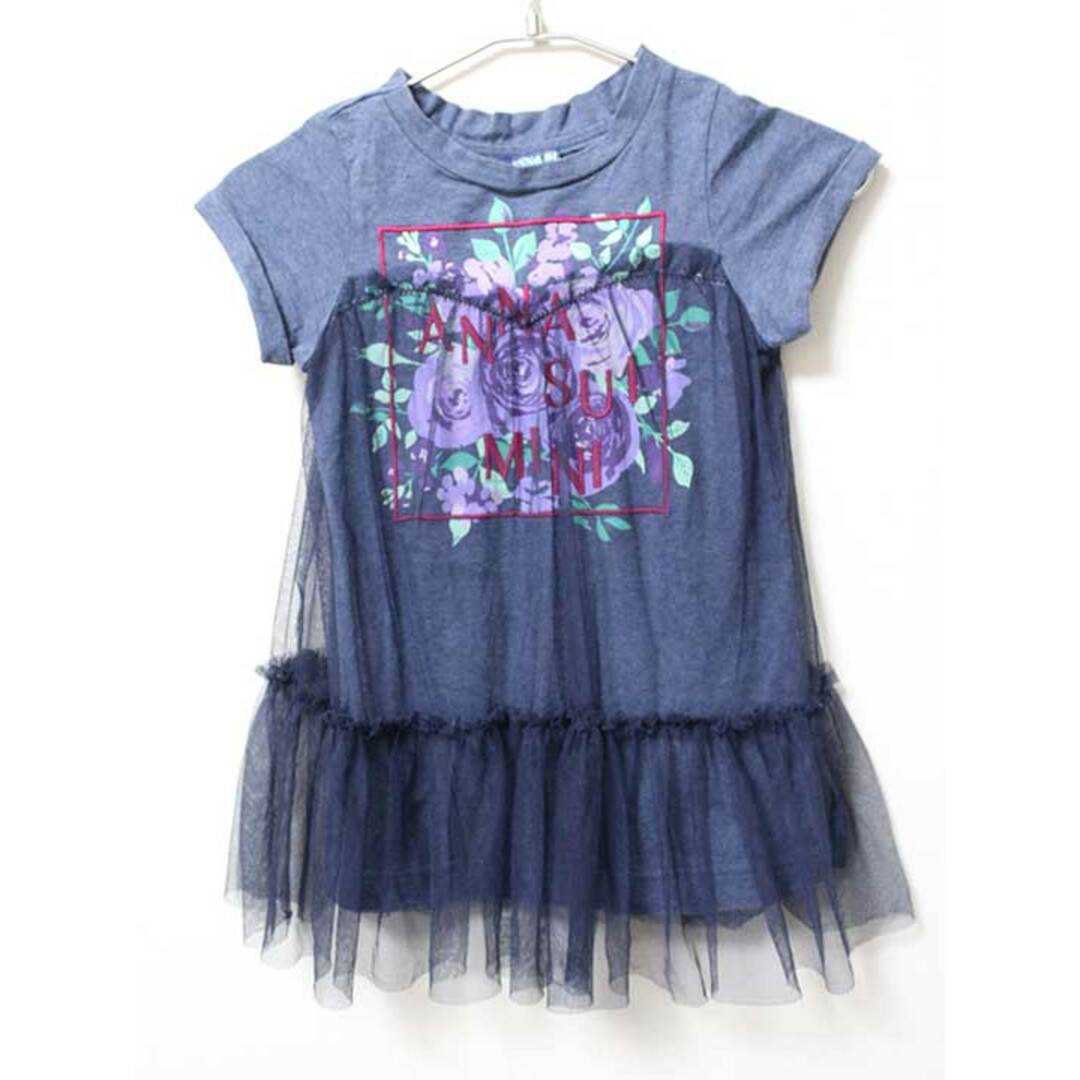 ANNA SUI(アナスイ)の《アナスイミニ/ANNA SUI mini》100cm 半袖ワンピース 紺【中古】子供服 キッズ kids 女の子 夏 414032 onepi キッズ/ベビー/マタニティのキッズ服女の子用(90cm~)(ワンピース)の商品写真