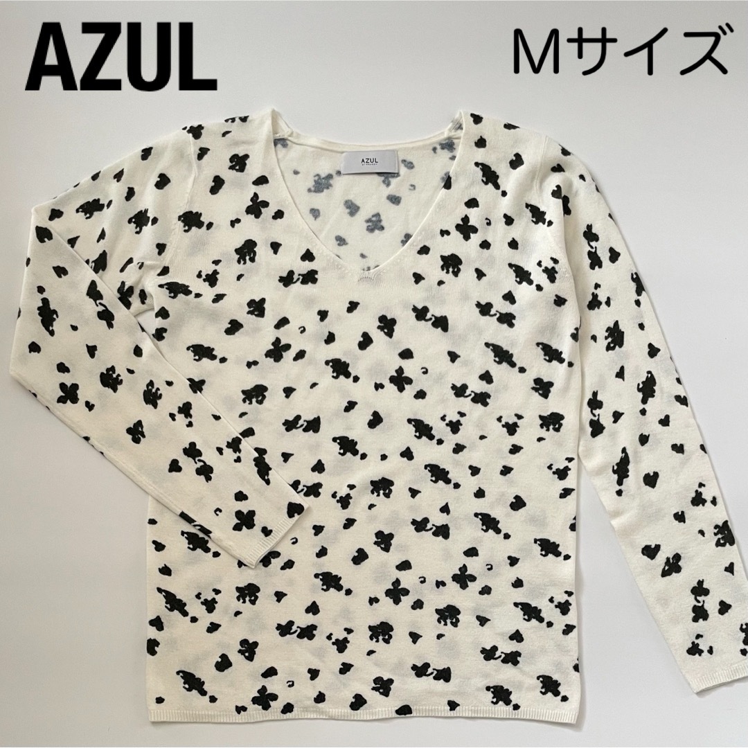 AZUL by moussy(アズールバイマウジー)の美品　ダルメシアン柄ニット レディースのトップス(ニット/セーター)の商品写真