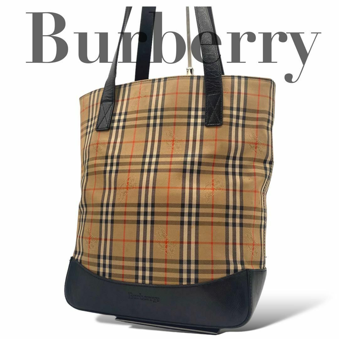 BURBERRY(バーバリー)のBurberry バーバリー ノバチェック トートバッグ キャンバス レザー レディースのバッグ(トートバッグ)の商品写真