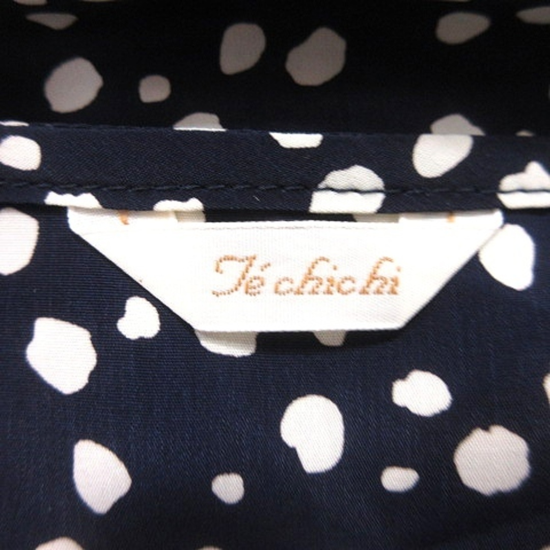 Techichi(テチチ)のテチチ ワンピース ひざ丈 カシュクール ダルメシアン柄 七分袖 M 紺 レディースのワンピース(ひざ丈ワンピース)の商品写真
