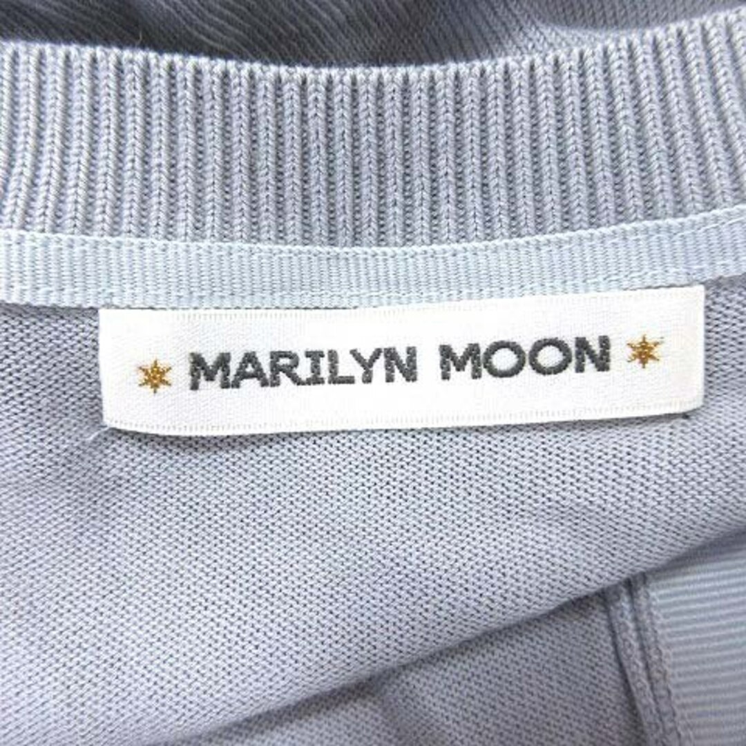 MARILYN MOON(マリリンムーン)のマリリンムーン ニットカーディガン 七分袖 ビジューボタン グレー レディースのトップス(カーディガン)の商品写真