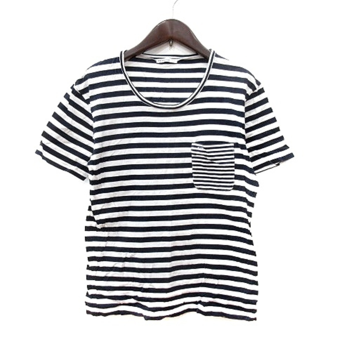TAKEO KIKUCHI(タケオキクチ)のタケオキクチ カットソー Tシャツ クルーネック ボーダー 半袖 3 白 紺 メンズのトップス(Tシャツ/カットソー(半袖/袖なし))の商品写真