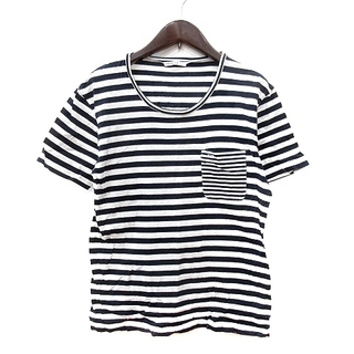 タケオキクチ(TAKEO KIKUCHI)のタケオキクチ カットソー Tシャツ クルーネック ボーダー 半袖 3 白 紺(Tシャツ/カットソー(半袖/袖なし))