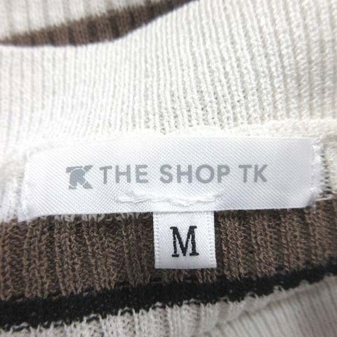 THE SHOP TK(ザショップティーケー)のザショップティーケー リブニット カットソー 七分袖 M ベージュ ■MO レディースのトップス(ニット/セーター)の商品写真