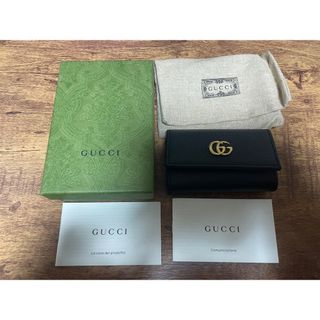 Gucci - グッチ　GGマーモント　6連キーケース　ブラック　レザー