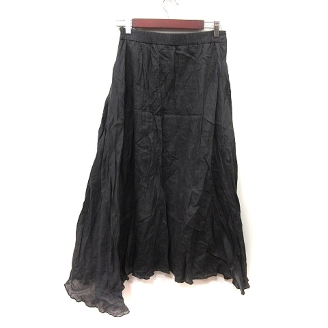 GALLARDA GALANTE(ガリャルダガランテ)のガリャルダガランテ フレアスカート ロング アシンメトリー 麻 リネン 1 黒  レディースのスカート(ロングスカート)の商品写真