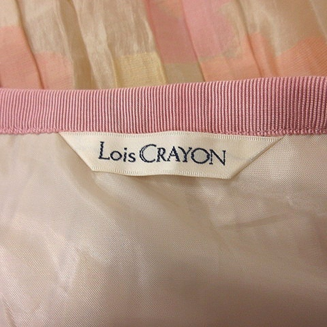Lois CRAYON(ロイスクレヨン)のロイスクレヨン フレアスカート ギャザー ひざ丈 花柄 M ピンク ベージュ レディースのスカート(ひざ丈スカート)の商品写真