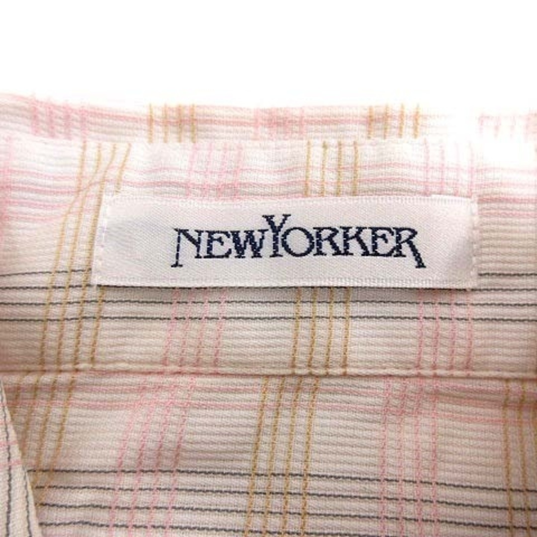 NEWYORKER(ニューヨーカー)のNEWYORKER シャツ ブラウス チェック 長袖 9R ピンク 白 ホワイト レディースのトップス(シャツ/ブラウス(長袖/七分))の商品写真