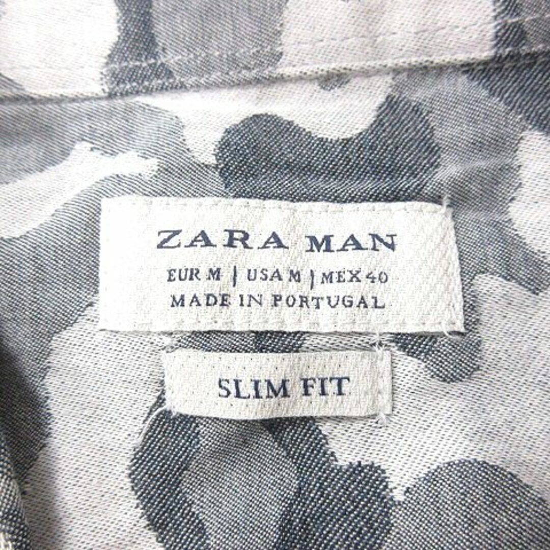 ザラマン ZARA MAN シャツ 迷彩柄 カモフラ 長袖 M 紺 グレー メンズのトップス(シャツ)の商品写真