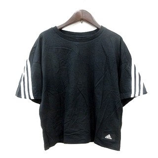 アディダス(adidas)のアディダス カットソー Tシャツ クルーネック ライン 半袖 L 黒 ブラック(Tシャツ(半袖/袖なし))