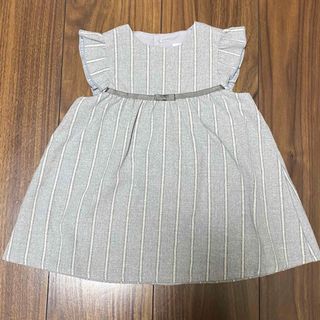 ベベ(BeBe)のBebe グレーストライプワンピース　80(ワンピース)