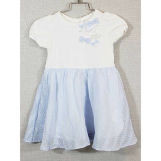 メゾピアノ(mezzo piano)の[メゾピアノ/mezzo piano]100cm 半袖ワンピース 白×水色【中古】子供服 キッズ kids 女の子 夏 314032 onepi(ワンピース)