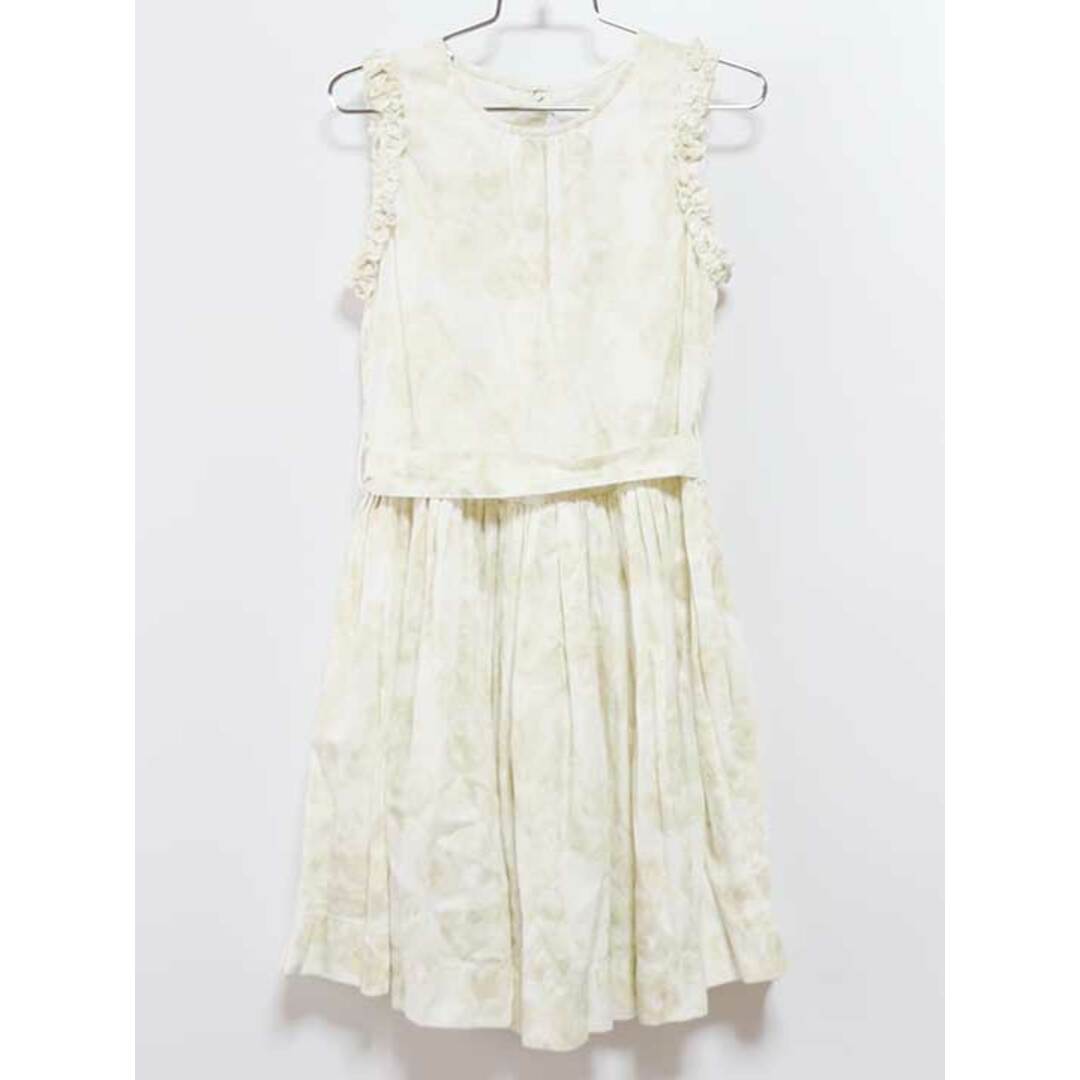 PETIT BATEAU(プチバトー)の‡プチバトー/PETIT BATEAU‡128cm ノースリーブワンピース 白×ベージュ 花柄【中古】子供服 キッズ kids 女の子 夏 716022 onepi キッズ/ベビー/マタニティのキッズ服女の子用(90cm~)(ワンピース)の商品写真