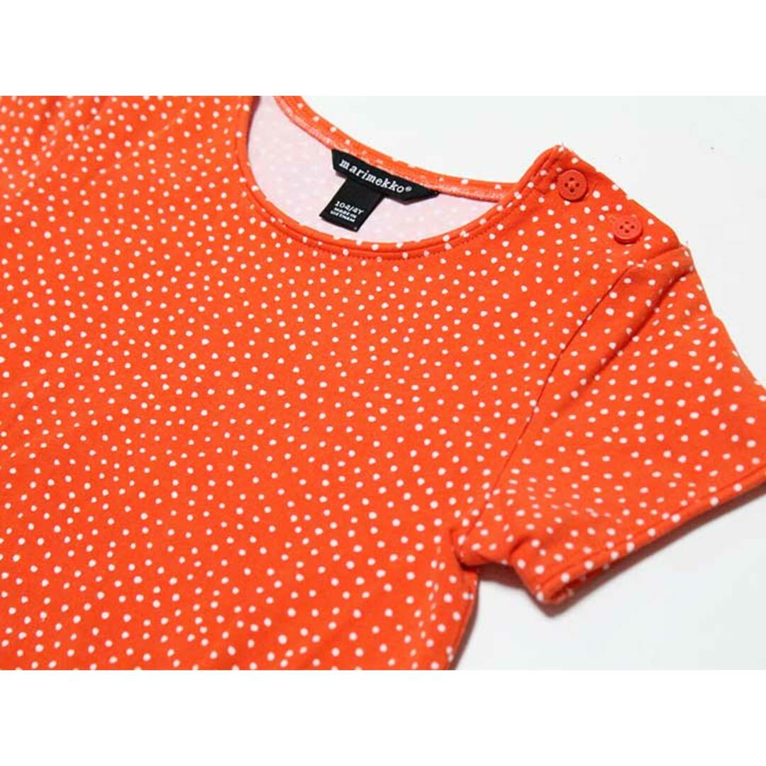 marimekko(マリメッコ)の‡マリメッコ/ｍarimekko‡104cm 半袖ワンピース オレンジ×白【中古】子供服 キッズ kids 女の子 夏 625032 onepi キッズ/ベビー/マタニティのキッズ服女の子用(90cm~)(ワンピース)の商品写真