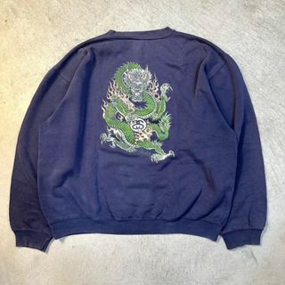 90s old stussy スウェット ドラゴン サンフェード　XL(スウェット)