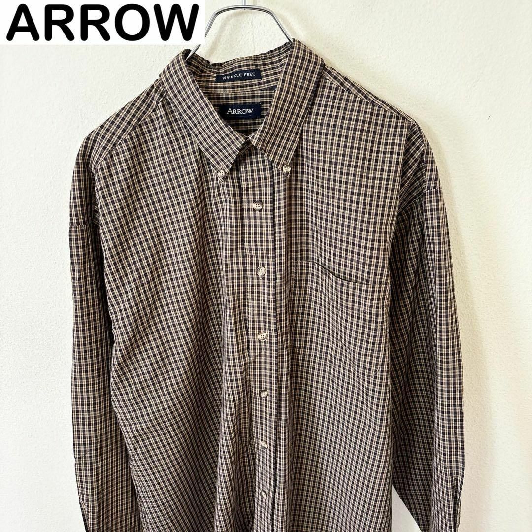 ARROW(アロー)のARROW アロー　長袖　チェック　シャツ　古着　アメカジ　ヴィンテージ メンズのトップス(Tシャツ/カットソー(七分/長袖))の商品写真