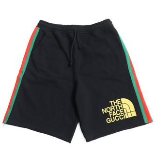 Gucci - 【ドンドン見直し】未使用品 GUCCI グッチ THE NORTH FACE ザ・ノースフェイス 2021年製 651727 コットン100% ウェブライン ロゴプリント カットオフ スウェット地 ハーフ/ショートパンツ ブラック L 箱付き イタリア製 正規品 メンズ