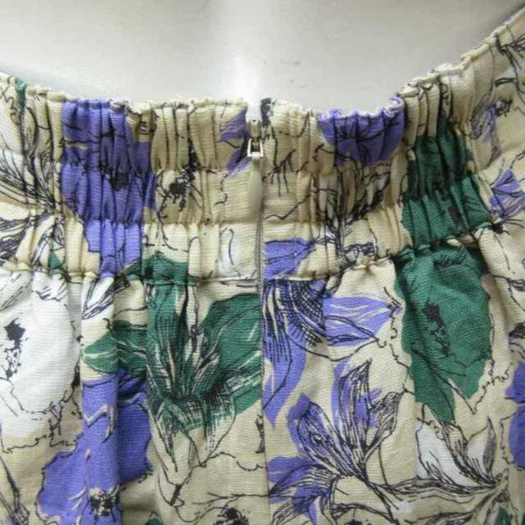 JUSGLITTY(ジャスグリッティー)のジャスグリッティー 美品 近年 フレア スカート 花柄 ボタン リネン混 紫 1 レディースのスカート(ロングスカート)の商品写真