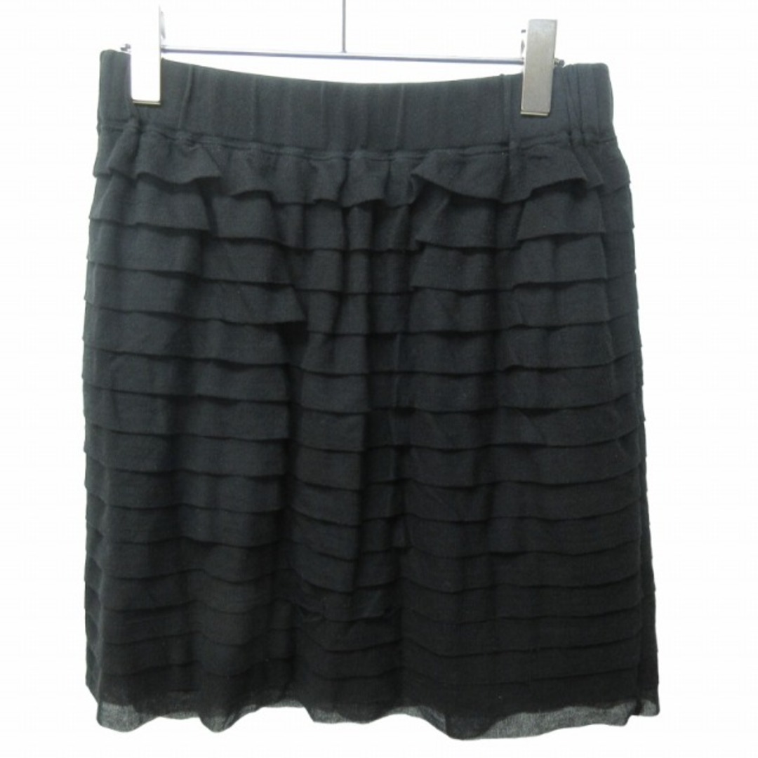 ZUCCa(ズッカ)のズッカ zucca ニット ティアードスカート チュール ひざ丈 ブラック M レディースのスカート(ひざ丈スカート)の商品写真