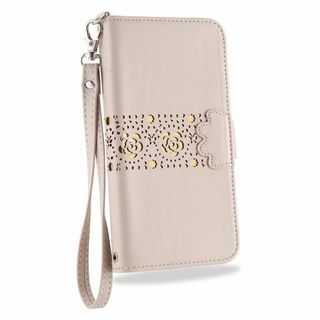 【スマホケース】カード収納　ストラップ付き　手帳型ケース　スタンド機能　花柄(Androidケース)