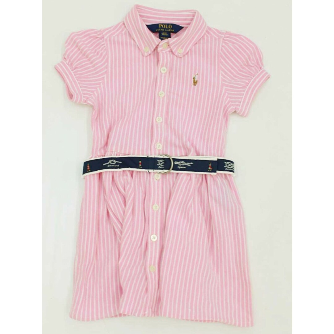 Ralph Lauren(ラルフローレン)の◇ラルフローレン/Ralph Lauren◇100cm 半袖ワンピース ピンク×白 ストライプ柄【中古】子供服 キッズ kids 女の子 夏 807022 onepi キッズ/ベビー/マタニティのキッズ服女の子用(90cm~)(ワンピース)の商品写真