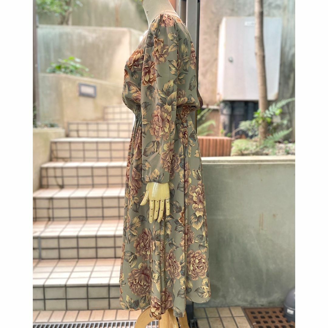 ROBE(ローブ)の美♪ウォームグレー･クラシック花柄ロングワンピ!【ROBE】送料込 レディースのワンピース(ロングワンピース/マキシワンピース)の商品写真