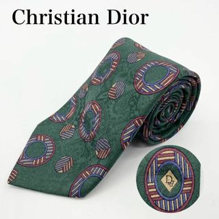 クリスチャンディオール(Christian Dior)のChristian Dior ネクタイ 総柄 グリーン シルク100％(ネクタイ)