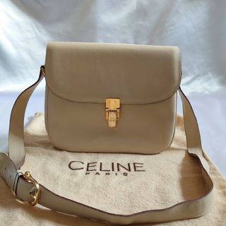 セリーヌ(celine)のCELINE レザー ショルダーバッグ アイボリー(ショルダーバッグ)