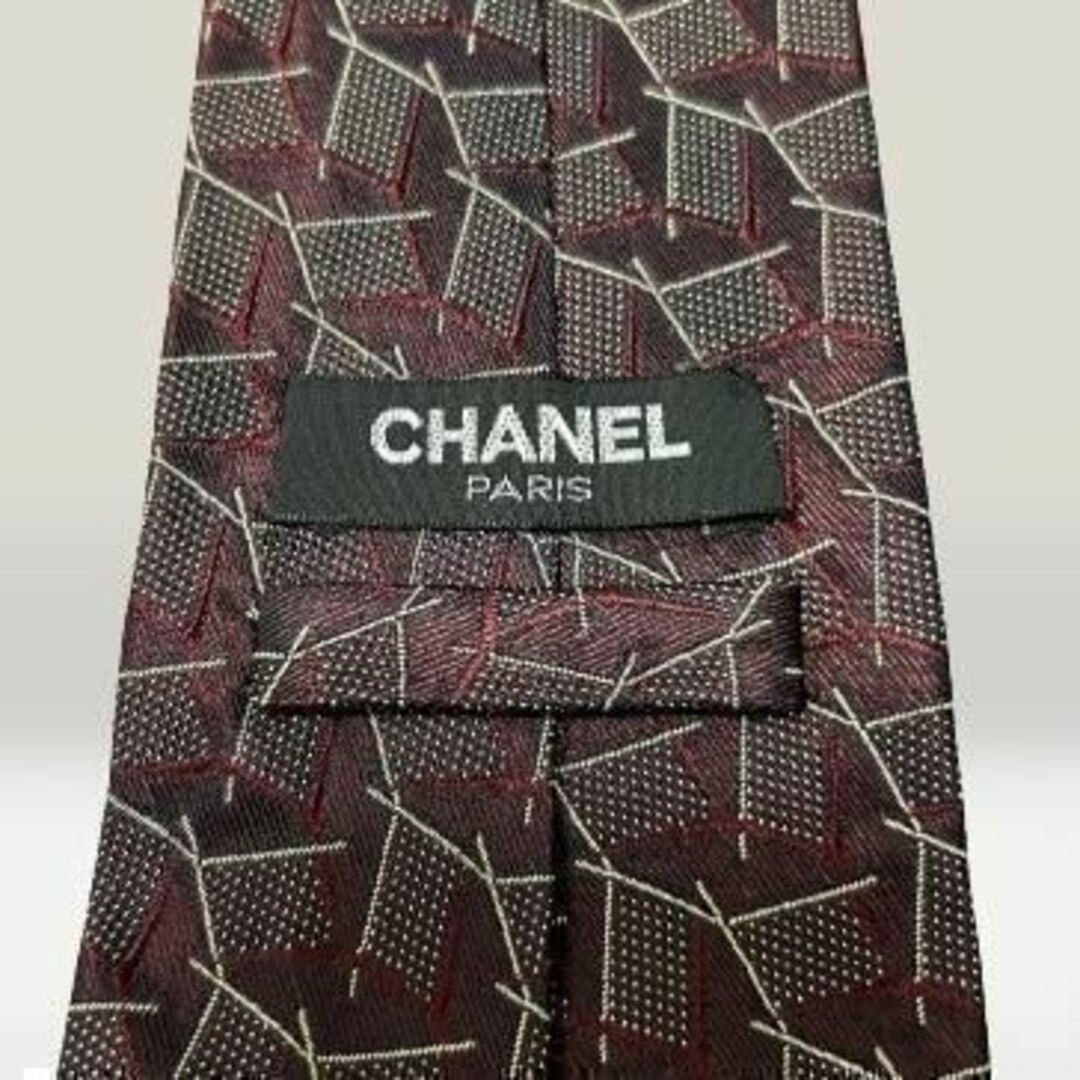 CHANEL(シャネル)の●25-20/ CHANEL ネクタイ 総柄 裏地ロゴ ブラウン ビジネス メンズのファッション小物(ネクタイ)の商品写真