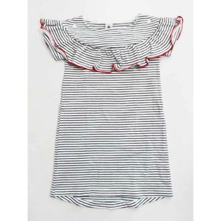 プチバトー(PETIT BATEAU)の《プチバトー/PETIT BATEAU》110cm 半袖ワンピース 白×紺 ストライプ【中古】子供服 キッズ kids 女の子 夏 716022 onepi(ワンピース)