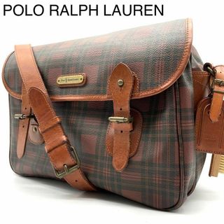 ポロラルフローレン(POLO RALPH LAUREN)の★美品 ポロラルフローレン メッセンジャーバッグ ブラックウォッチ PVC 牛革(メッセンジャーバッグ)