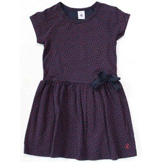 プチバトー(PETIT BATEAU)の☆プチバトー/PETIT BATEAU☆104cm 半袖ワンピース 紺×赤 【中古】子供服 キッズ kids 女の子 夏 035032 onepi(ワンピース)