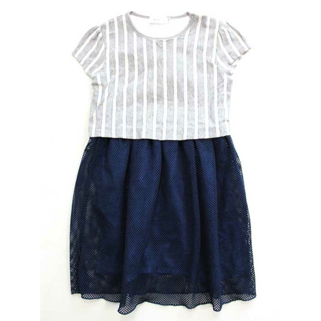 SHIPS(シップス)の《シップス/SHIPS kids》110cm 半袖ワンピース グレー×紺系【中古】子供服 キッズ kids 女の子 夏 126022 onepi キッズ/ベビー/マタニティのキッズ服女の子用(90cm~)(ワンピース)の商品写真