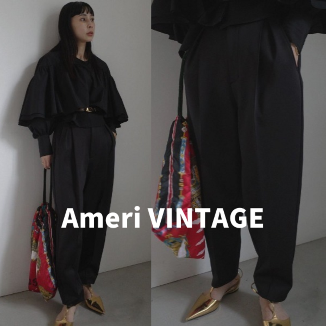 Ameri VINTAGE(アメリヴィンテージ)の新品★アメリ　CARDBOARD LUSTER EGG PANTS　ブラック　S レディースのパンツ(クロップドパンツ)の商品写真